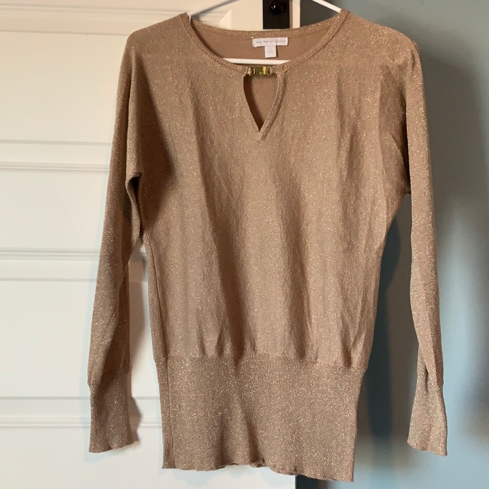 XS NY and Co Shimmering Gold Sweater